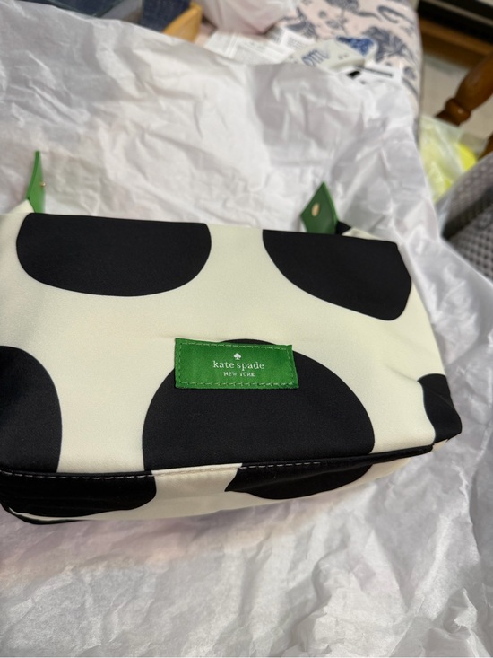 kate spade Handbags - kate spade Black and White Polka Dot Cosmetic Bag with Green Logo NWOT